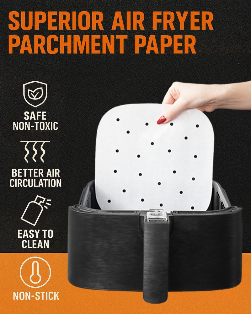 INFRAOVENS Air Fryer Parchment Paper Sheets, Large Baking Paper Squares Compatible with Chefman, Cosori, Instant Pot, Gowise, Dash Airfryers - Patty Pre-Cut Perforated Liners, Heavy Duty and Non Stick - Image 4